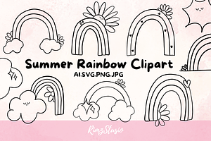 Summer Rainbow Clipart SVG PNG