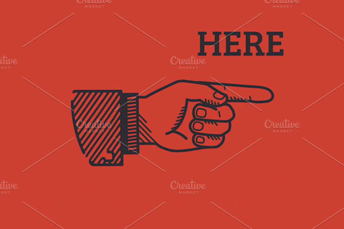 Human finger sign LOOK and HERE, an Illustration by Julia Tim (Photo 2 of 4)