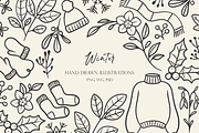 Hand Drawn Winter Illustrations, an Illustration by HonestiesPrintS (Thumbnail 1 of 5)
