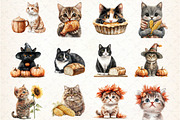 Thanksgiving Cat Clipart, an Illustration by DreamCafeArt (Thumbnail 2 of 5)