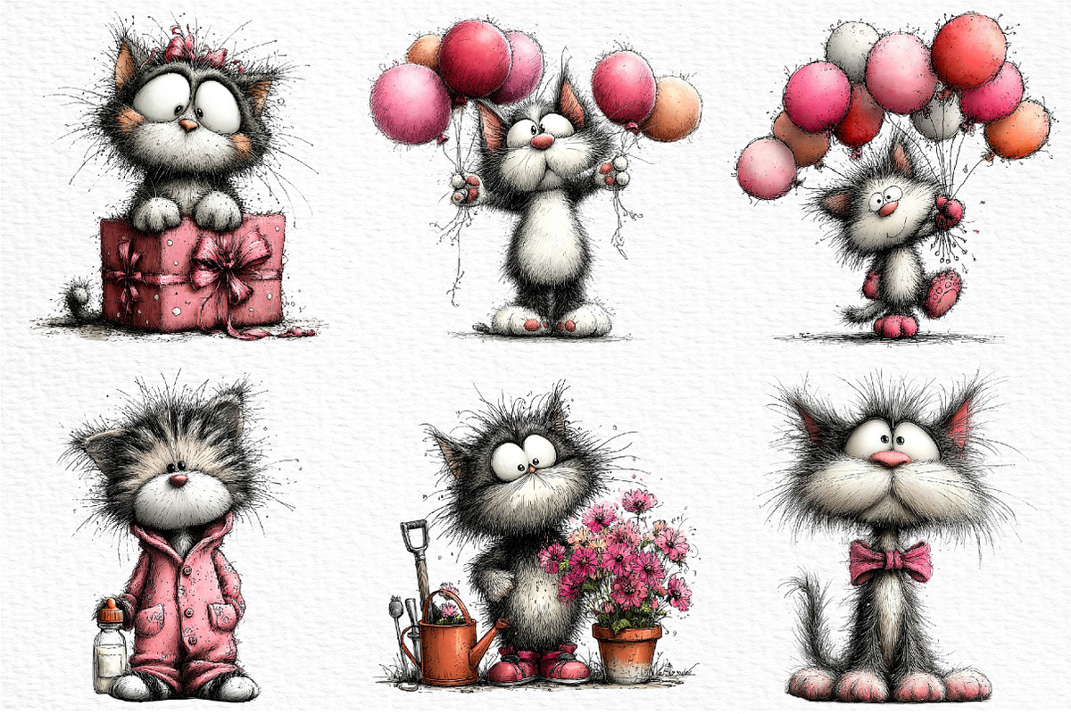 Whimsical Baby Cat Clipart Png, an Illustration by Craft Nest (Photo 3 of 11)