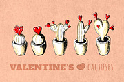 Valentines Cactuses, a Decorative Illustration by graphicsoup (Thumbnail 1 of 2)