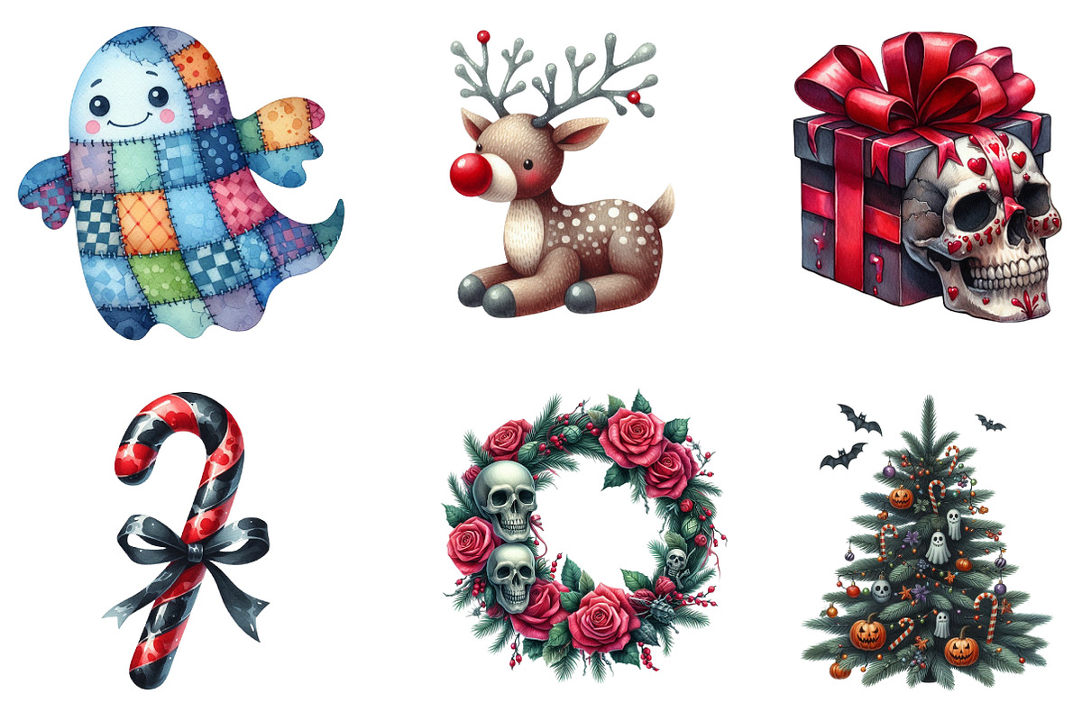 Goth Christmas Clipart, an Illustration by CreationArt (Photo 7 of 7)