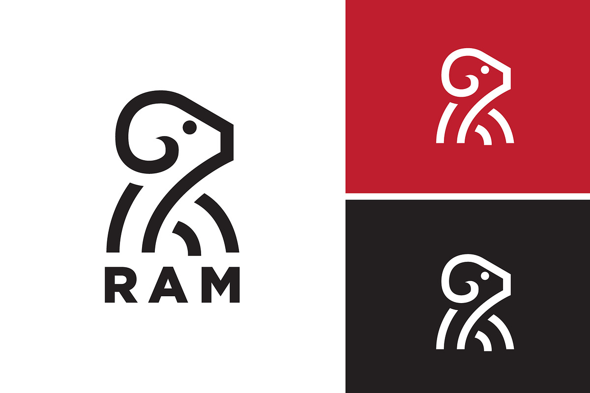 goat sheep ram line monogram logo, a Branding & Logo Template by funpixel
