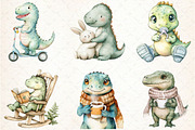 Watercolor Dinosaur Clipart, an Illustration by Libby Wishes (Thumbnail 6 of 9)