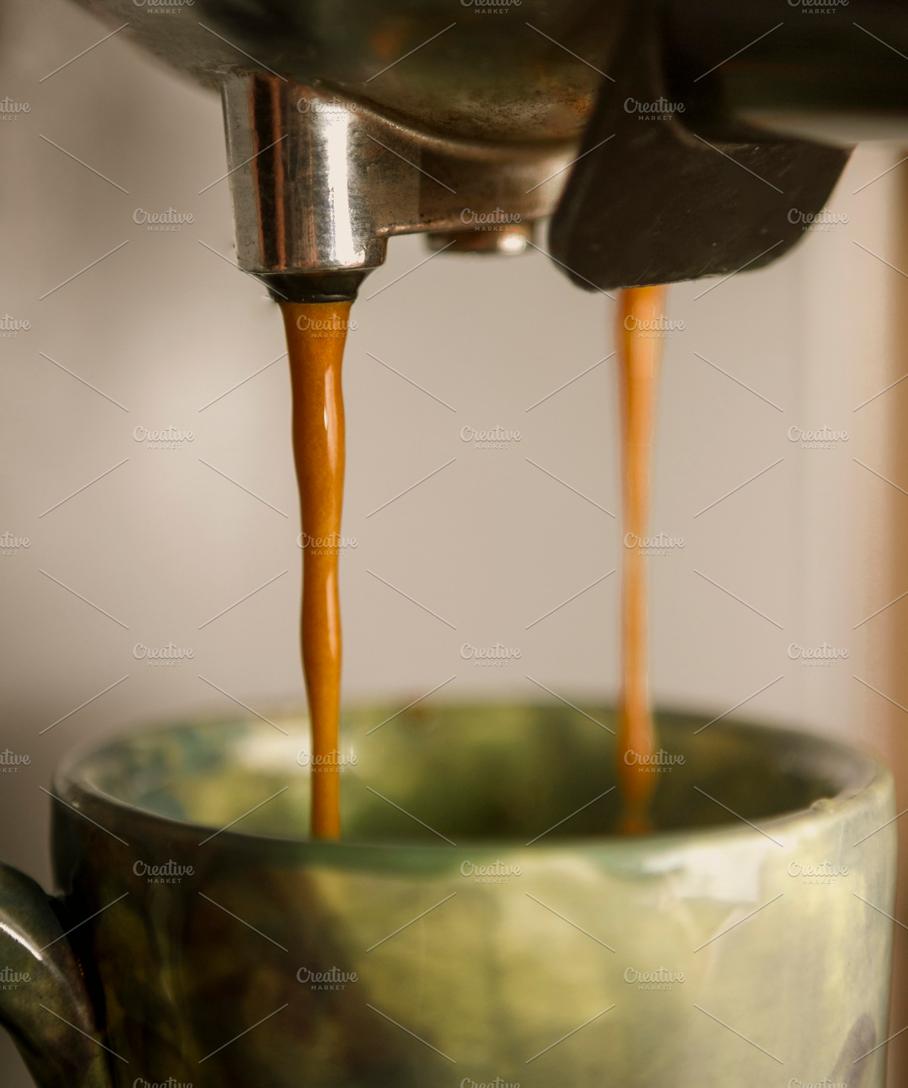 Pulling A Shot Of Espresso Close Up