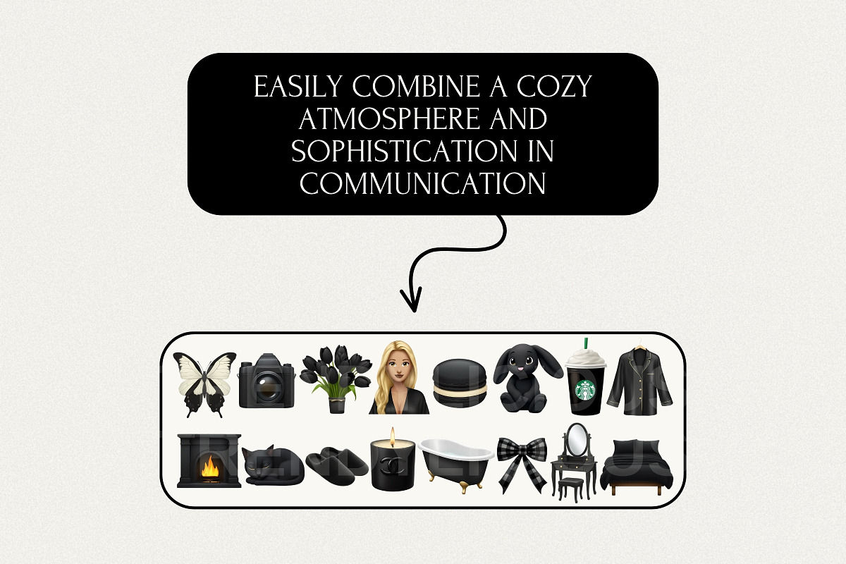 Black Aesthetic iOS18 Emoji Pack, an Emoji Icon by TrendyliciousStore (Photo 4 of 4)