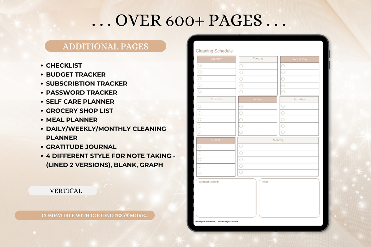Undated Digital Planner iPad, a Stationery Template by Tas Creative Studio