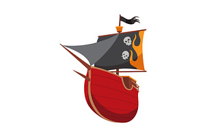 Stylized cartoon pirate ship, a Transportation Illustration by the8monkey