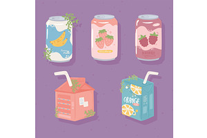 soda cans and boxes, a Food Illustration by studiogstock
