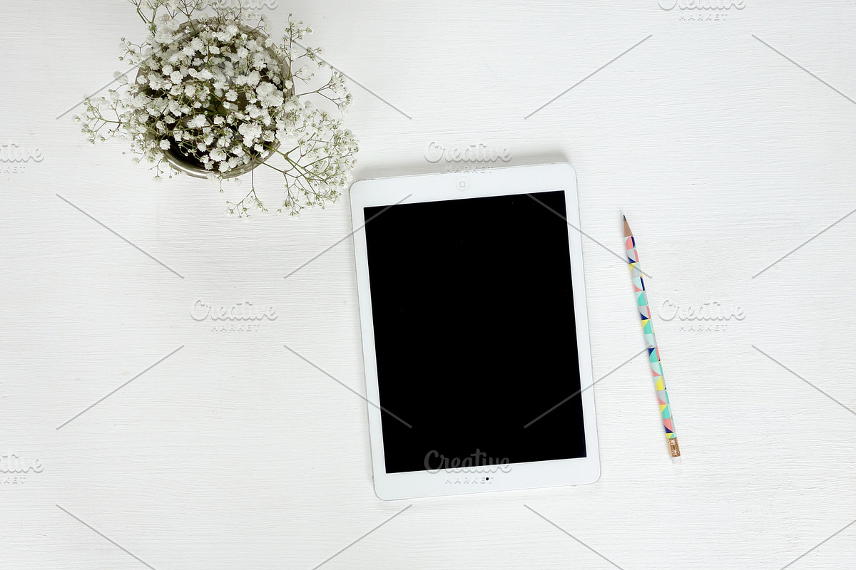 iPad Mockup White Desktop Flat Lay, a Business Photo by YOYO Photo (Photo 2 of 2)