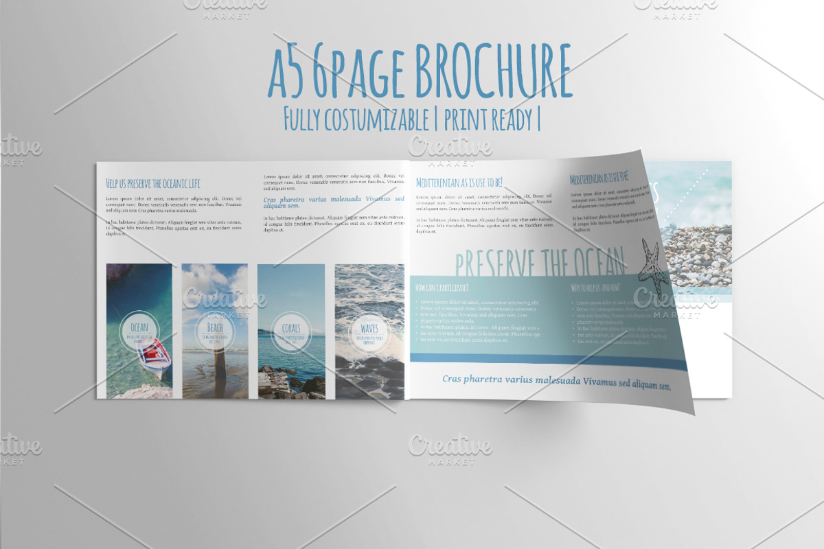 A5 6PAGE Preserve the Ocean Brochure, a Brochure Template by KatjaPotokar (Photo 1 of 3)