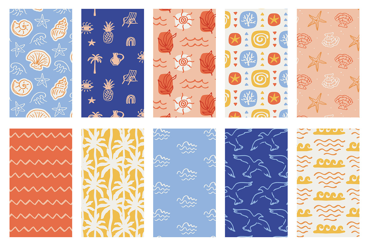 COASTAL - Summer Graphics Bundle, a Pattern Graphic by Katrinelly (Photo 6 of 10)