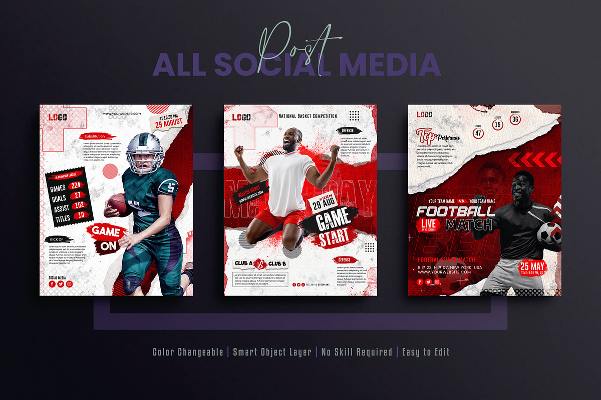 Football Soccer Social Media Post, a Social Media Template by Creative_View (Photo 6 of 8)