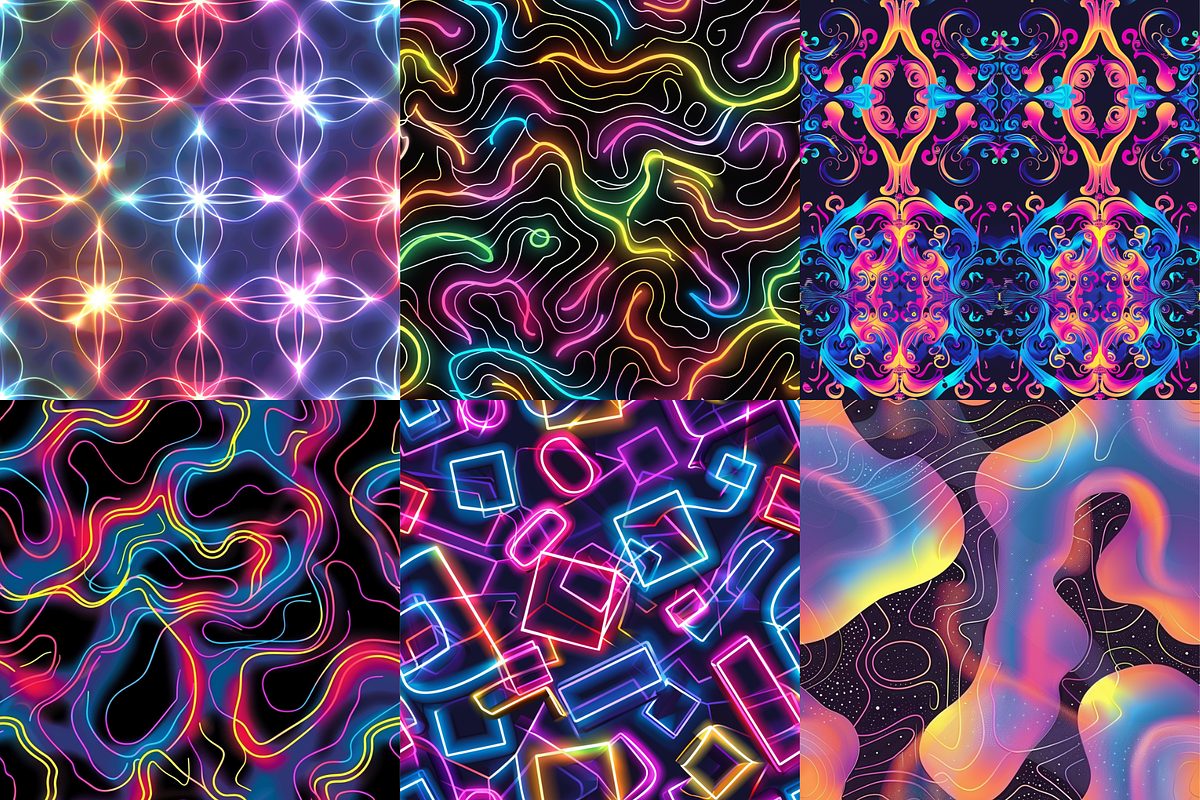 Neon Abstract Seamless Patterns, a Pattern Graphic by PrintablesByFranklyn (Photo 4 of 6)