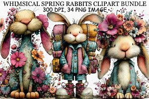 Whimsical Spring Rabbits Clipart PNG, an Illustration by Canvas Craft