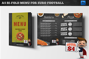 A5 Bi-Fold Menu Euro 2016 Football