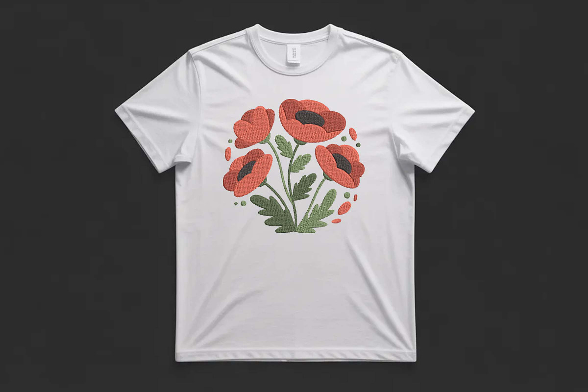 Red Floral Poppy Machine Embroidery, an Illustration by Purpose Ekbal (Photo 2 of 3)