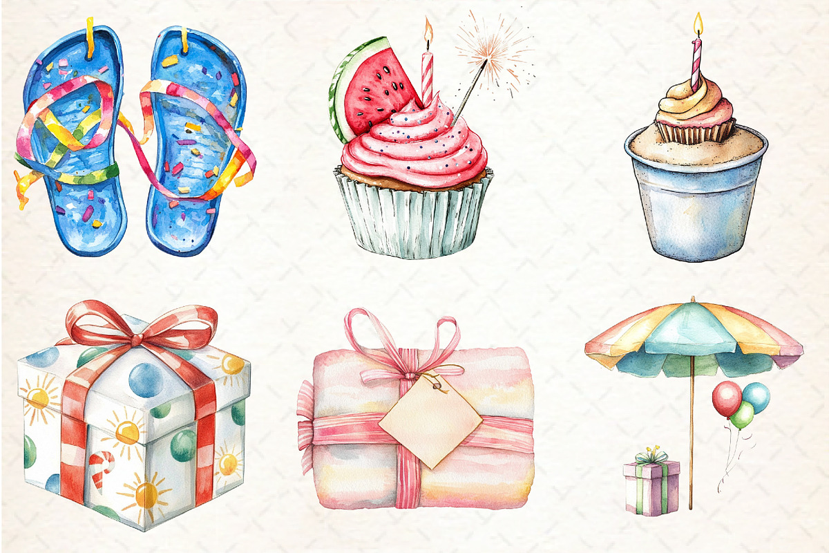 Summer Happy Birthday Clipart, an Illustration by Libby Wishes (Photo 6 of 6)