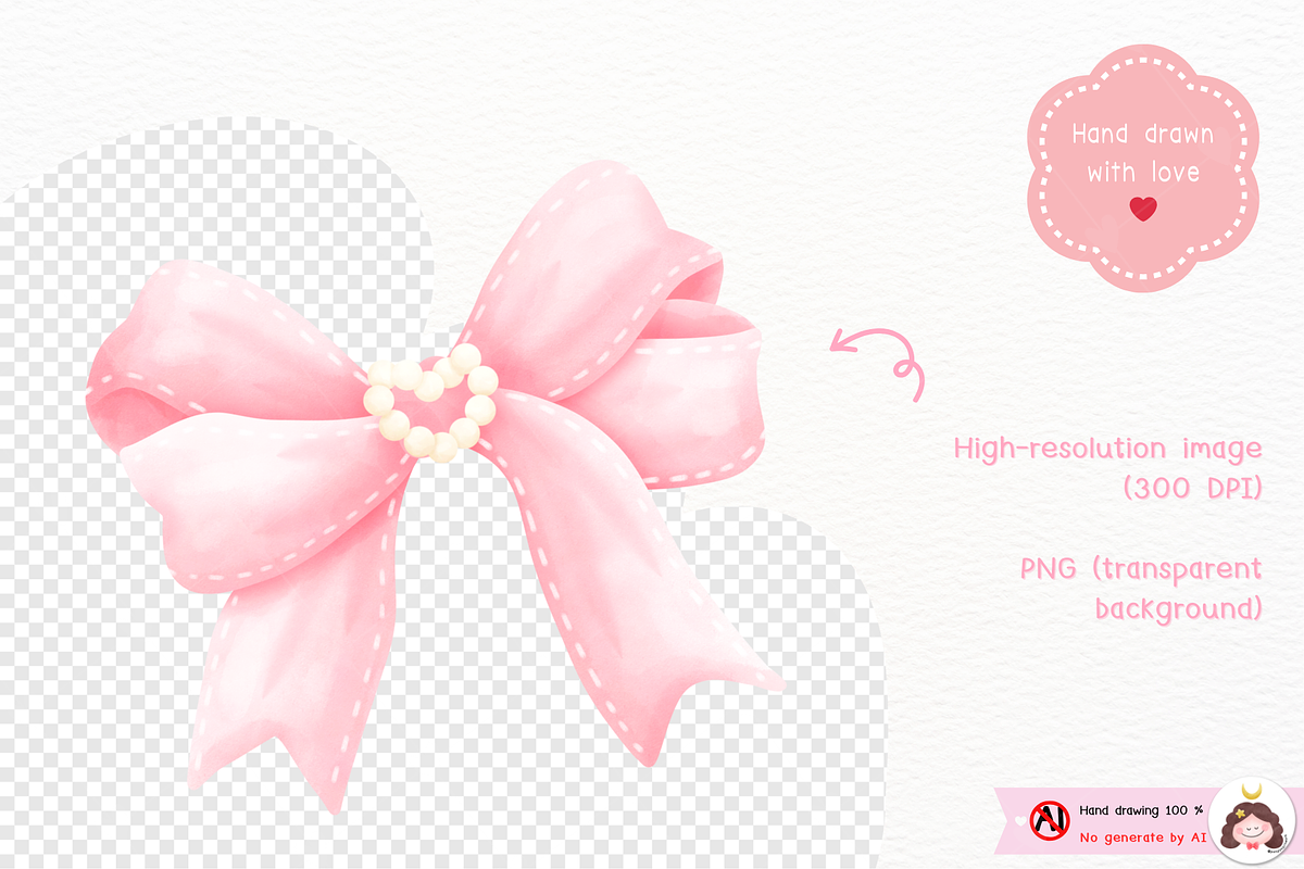 Pink Coquette Ribbon Clipart, an Object Illustration by ponponartwork (Photo 4 of 6)
