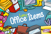 Funny Office Items Cartoon Vector, an Object Illustration by Jocularity Art (Thumbnail 1 of 3)