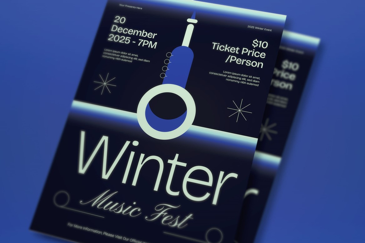 Navy Winter Music Fest Flyer Set, a Flyer Template by graphicook (Photo 3 of 6)