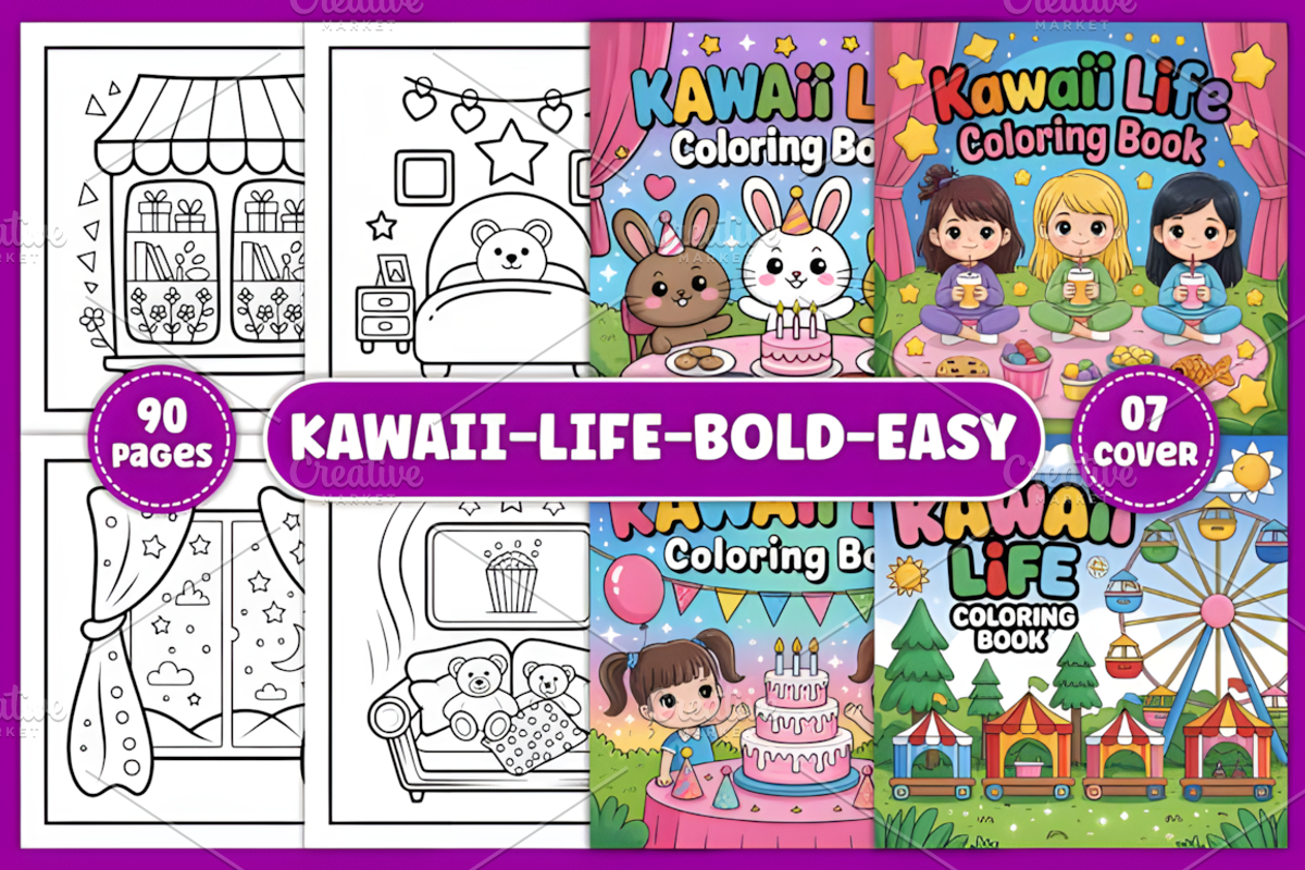 Kawaii Life Bold & Easy Coloring, a Decorative Illustration by Coco Bloom (Photo 1 of 4)