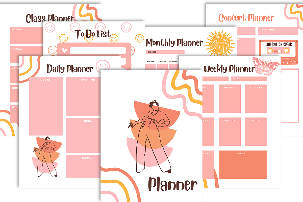 Harry Styles Printable Planner, a Stationery Template by Nagore Rodriguez Design