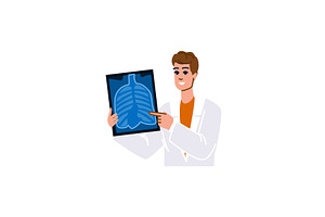 Doctor showing lung radiography, a Healthcare Illustration by pikepicture