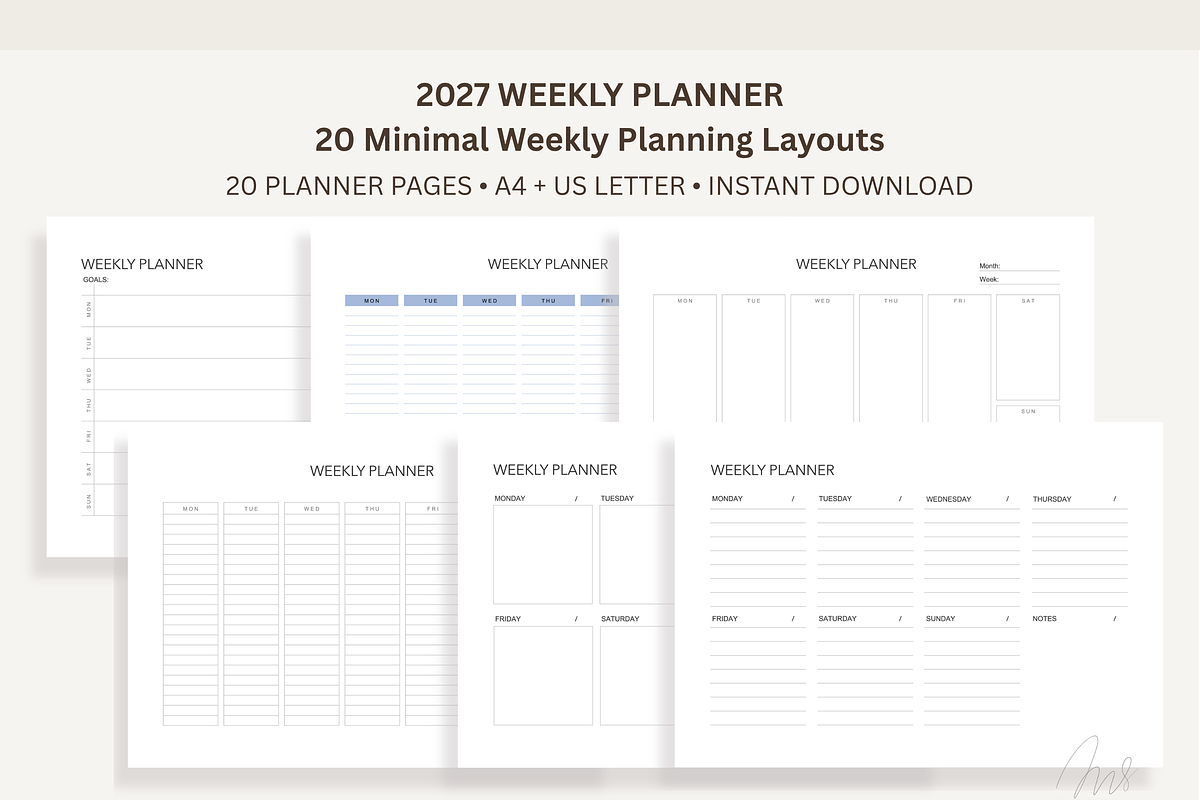 Minimalist Weekly & Goal Planner, a Stationery Template by Atthameeni (Photo 3 of 6)