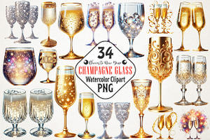 Cheers to New Year Champagne Glass C, an Illustration by RobertsArt