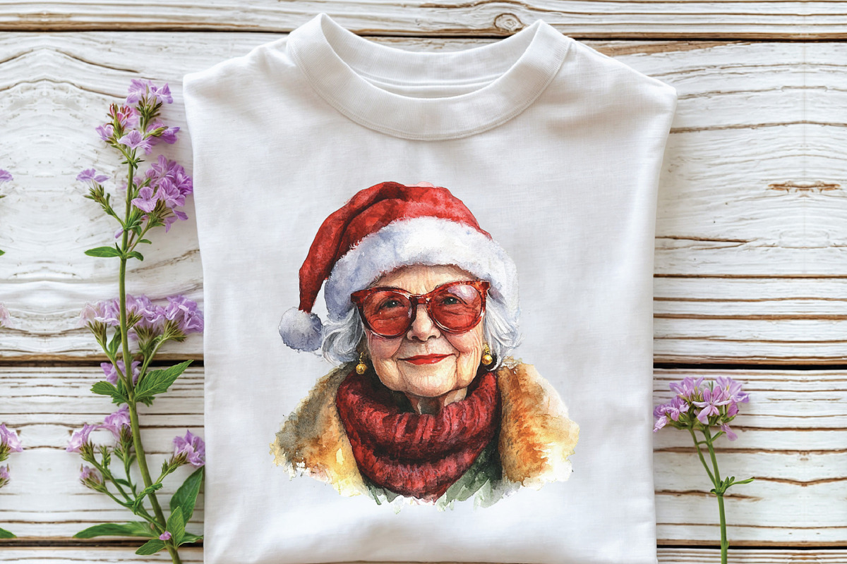 Funny Old Lady Christmas Sublimation, an Illustration by CraftArtStudio (Photo 5 of 6)