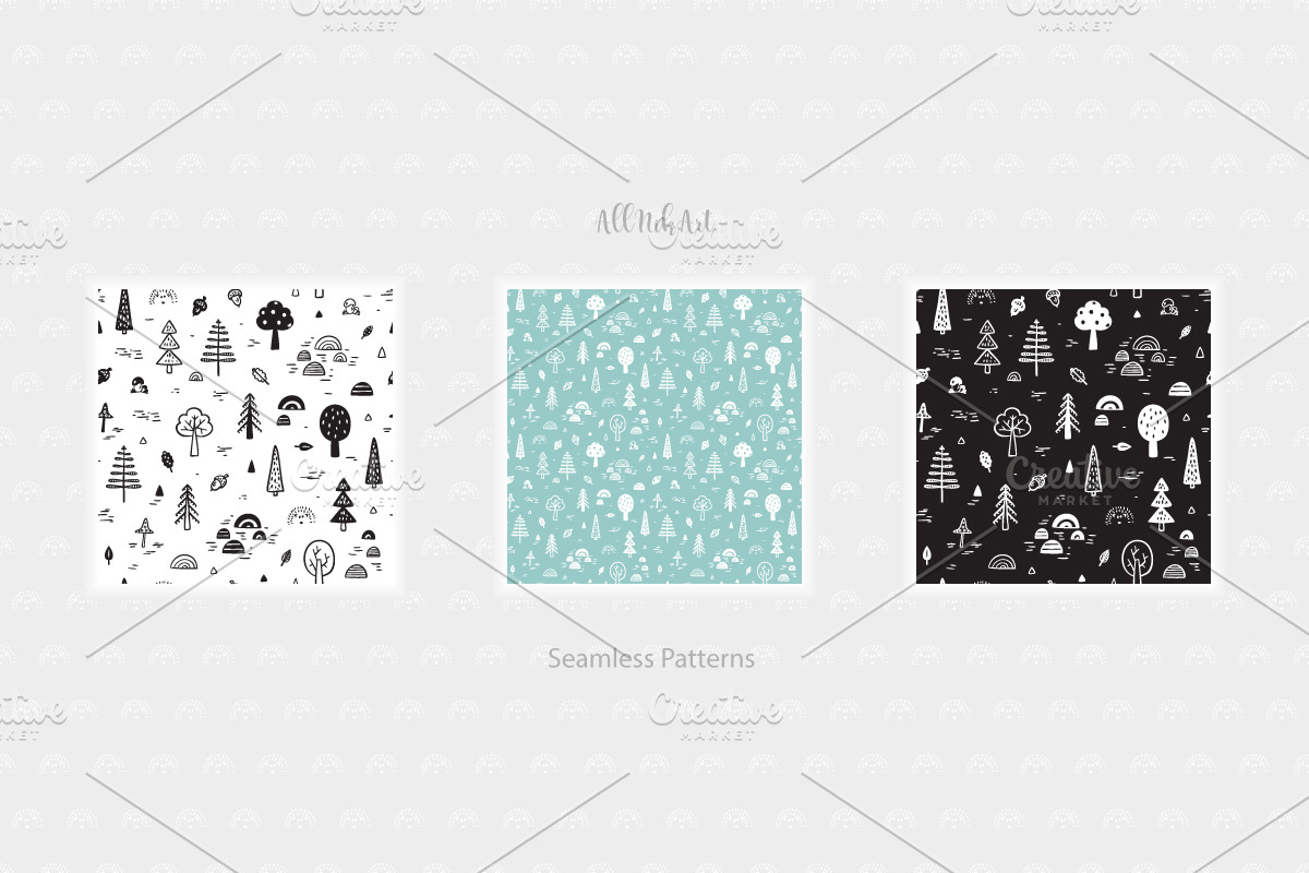 Wolf & Forest - Patterns & Posters, a Pattern Graphic by AllNikArt (Photo 7 of 8)