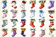 Watercolor Christmas Stocking Clipar, an Illustration by Libby Wishes (Thumbnail 2 of 7)