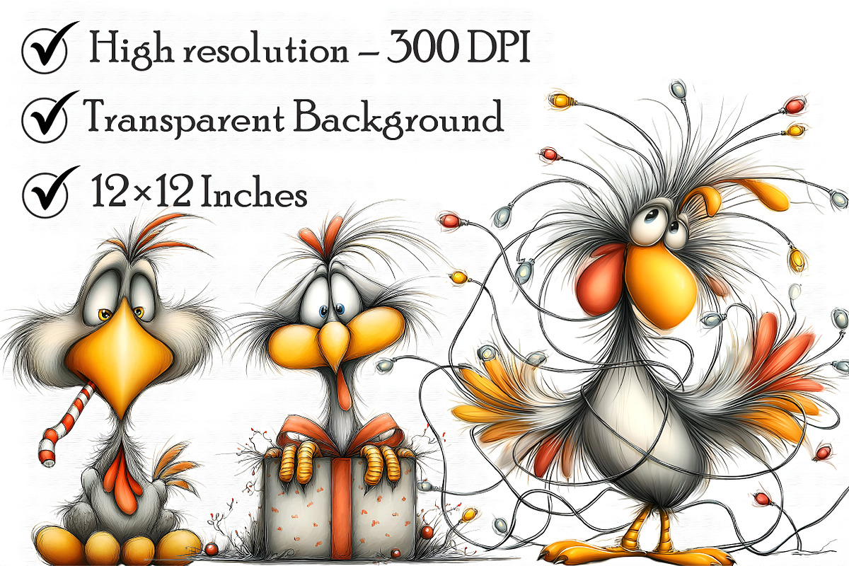 Funny Cartoon Chicken Clipart, an Illustration by Libby Wishes (Photo 4 of 7)
