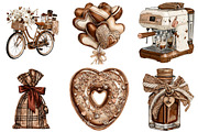 Mocha Valentine's Day Clipart, an Illustration by DreamArtGraphic (Thumbnail 4 of 5)