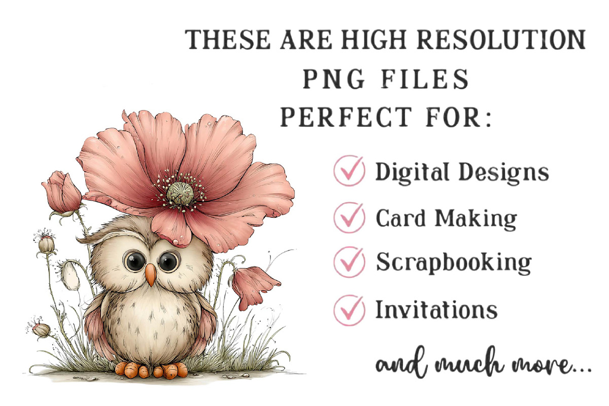 Whimsical Spring Owl Clipart Bundle, an Illustration by DreamPrint404 (Photo 6 of 6)