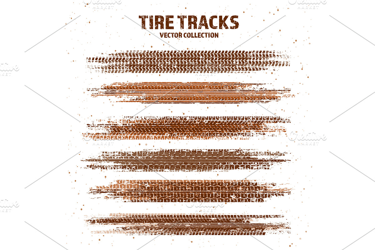 Grunge tire tracks with mud, a Transportation Illustration by 32pixels