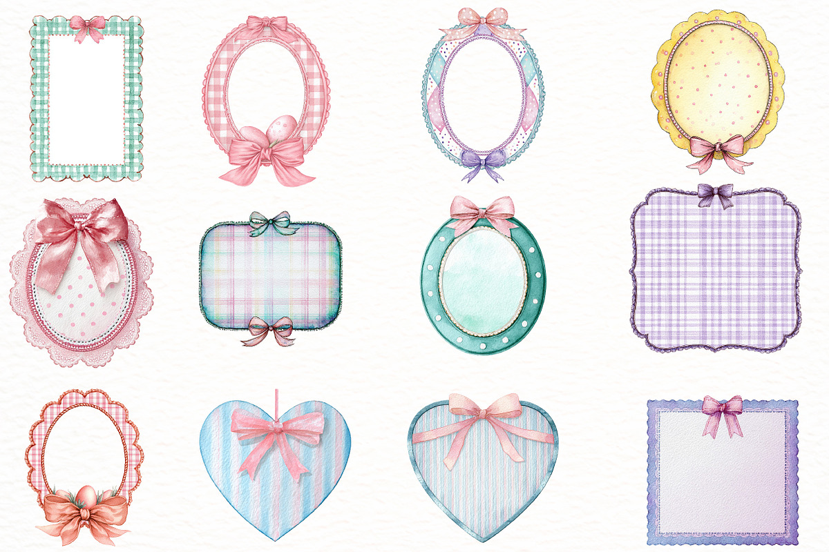 Coquette Easter Day Bow Frame Bundle, an Illustration by Designworld (Photo 3 of 6)