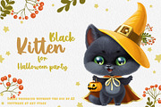 Black Kitten in Halloween costume, an Animal Illustration by Azuzlikus (Thumbnail 1 of 3)
