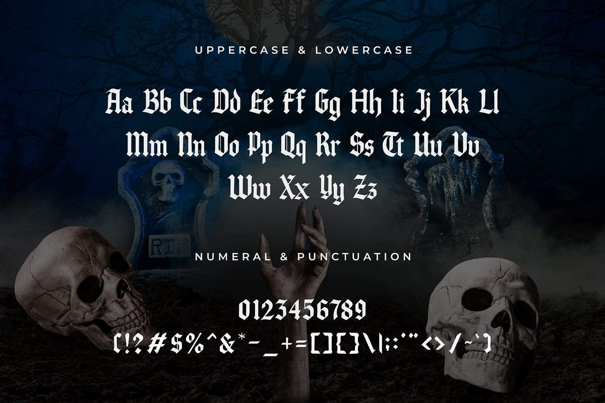 Shadowkill – Modern Blackletter Font, a Blackletter Font by overlaytemplates (Photo 4 of 5)