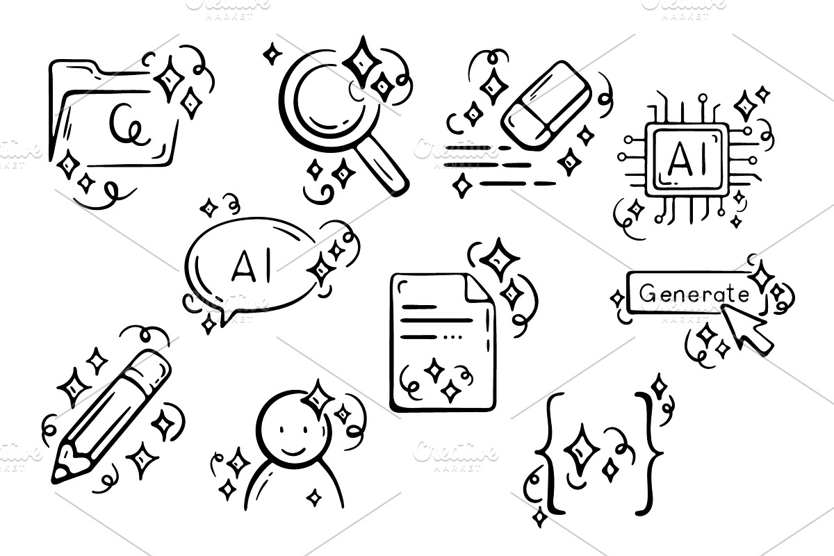Doodle set of AI technology elements, an Object Graphic by Design by Irihaha (Photo 2 of 4)
