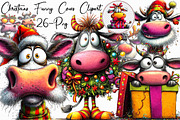 Christmas Funny Cows Clipart, an Illustration by Libby Wishes (Thumbnail 1 of 7)