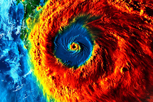 Vivid infrared satellite hurricane, a Nature Photo by MistyDay