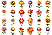 Watercolor Funny Flowers Clipart, an Illustration by designcity5 (Thumbnail 2 of 5)