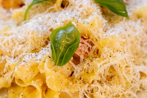 Fettuccine basil italian cuisine appetizing pasta, a Food & Drink Photo by Photo Drive Studio