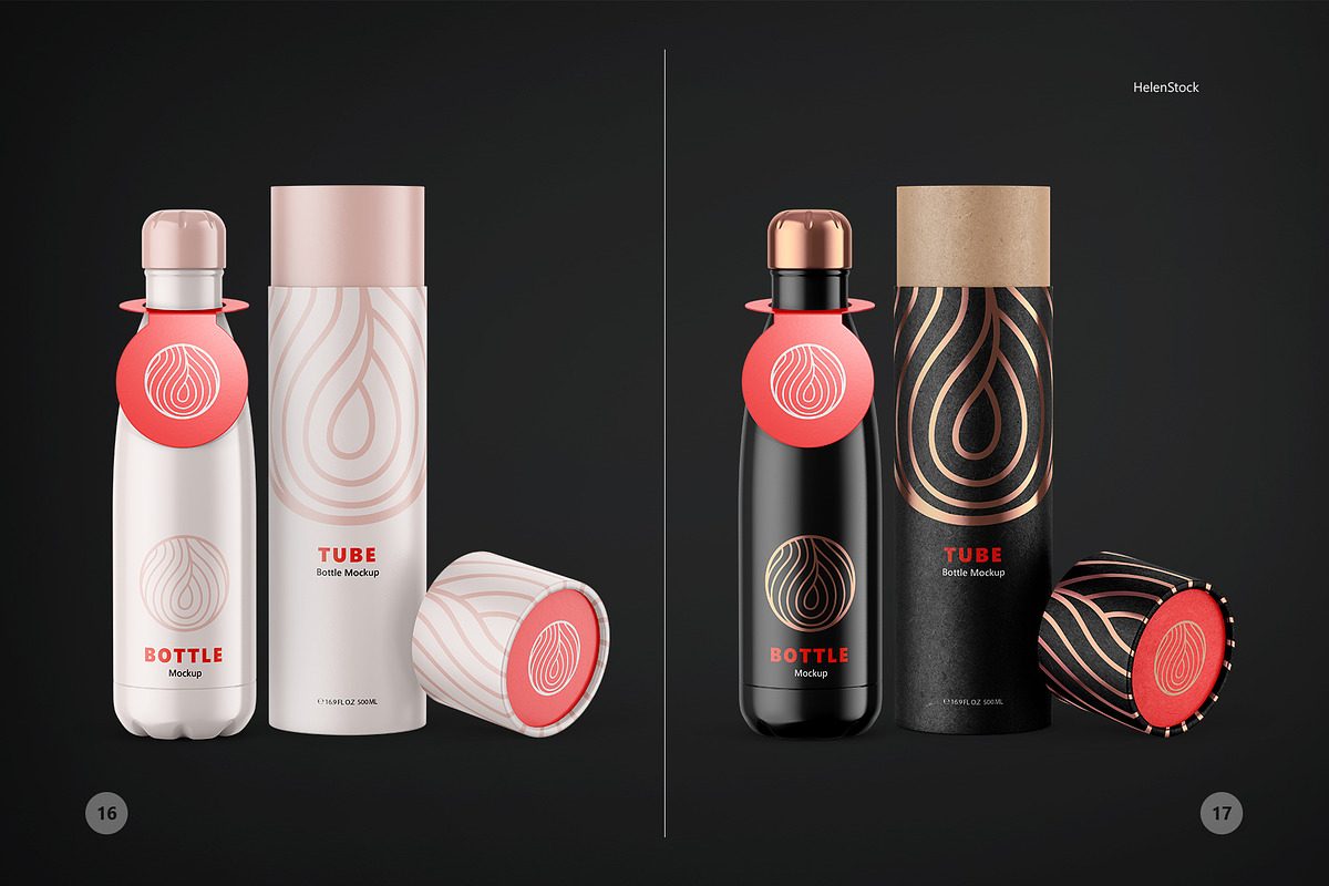 Thermos Bottle with Tube Mockup Set, a Packaging Mockup by HelenStock (Photo 17 of 20)