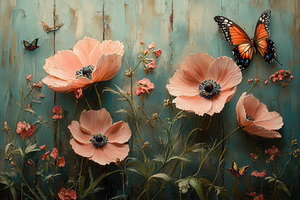 Colorful floral arrangement with but, a Photo by Tanuart