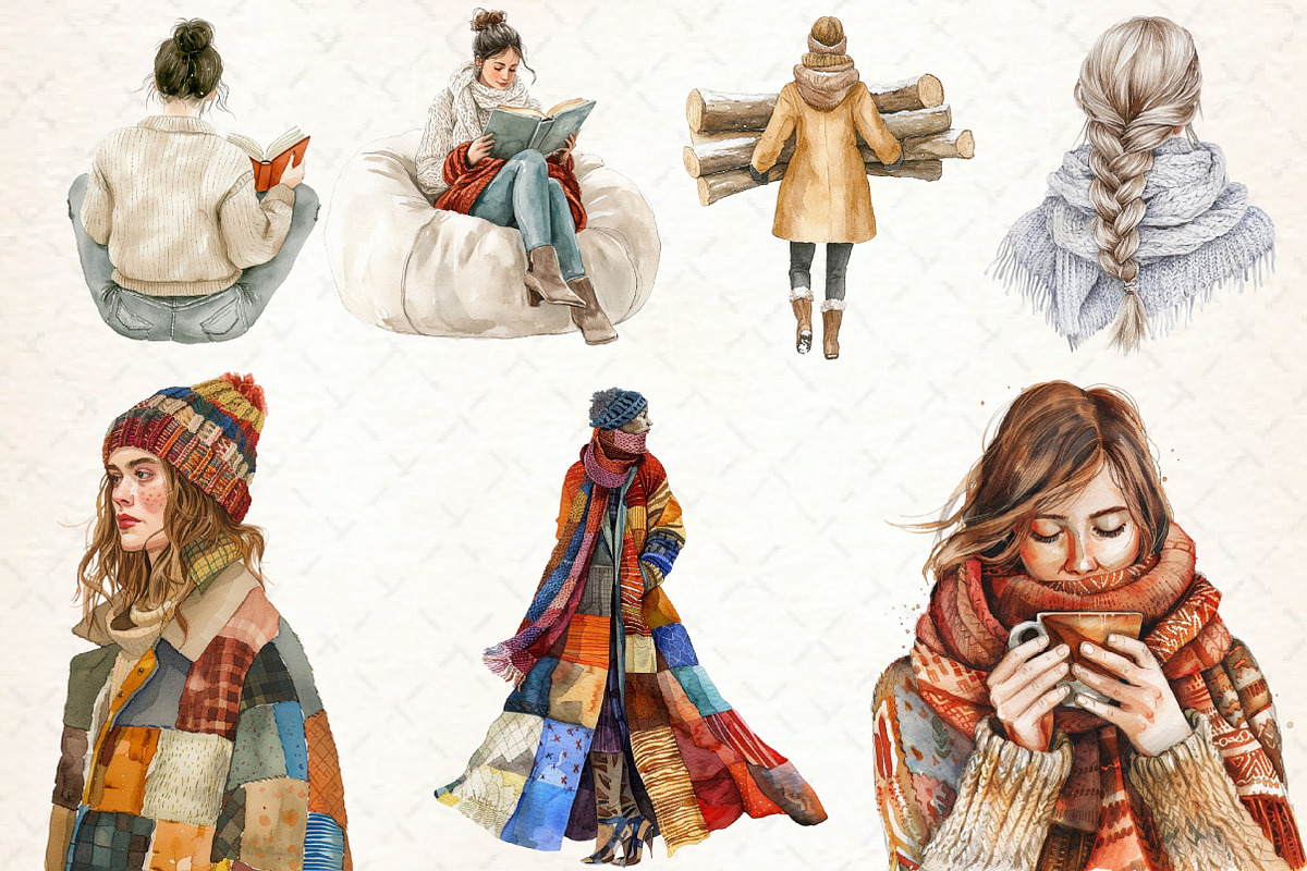 Watercolor Winter Cottage Clipart, an Illustration by Libby Wishes (Photo 2 of 8)