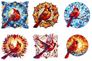 Stained Glass Cardinal Bird Clipart, a Seasonal Illustration by DreamArtGraphic (Thumbnail 2 of 3)